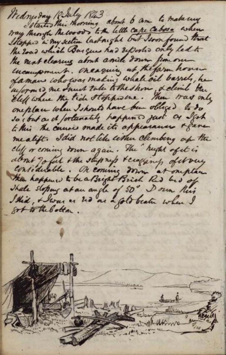 Script written on a page with a sketch 