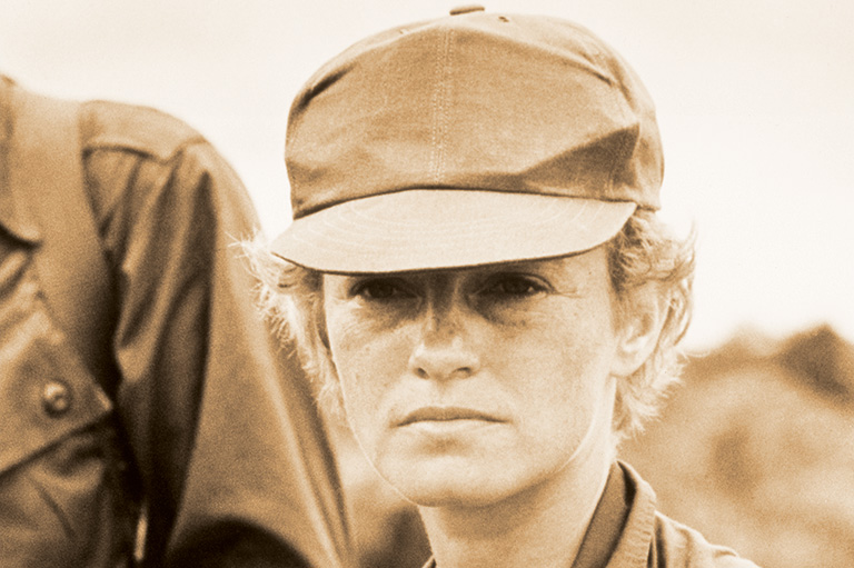 Photo of documentary producer Beryl Fox in Vietnam in 1965.