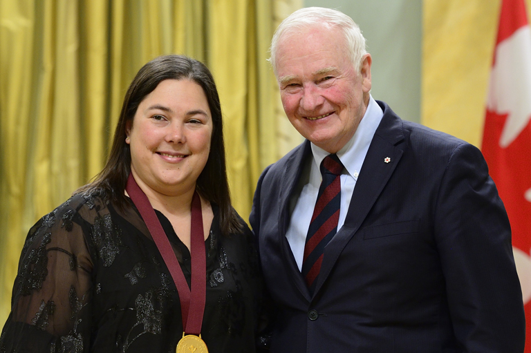 Geneviève Marois receiving her award at Rideau Hall