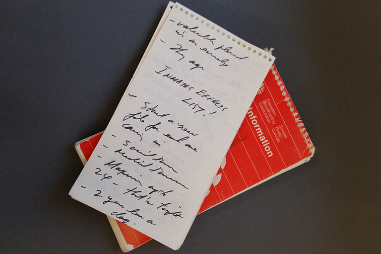 Image of a research notebook kept by Vallée during oral interviews.