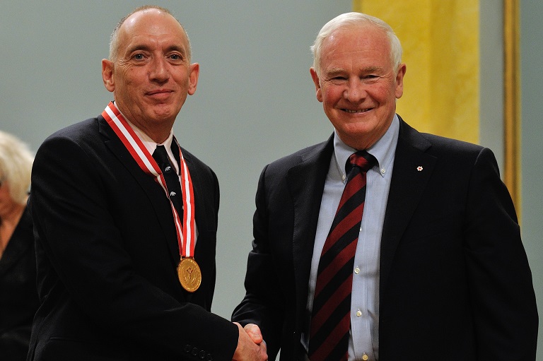 Brian Jaffray accepting his award at Rideau Hall, 2012.